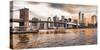 Brooklyn Bridge and Lower Manhattan at sunset, NYC-Pangea Images-Stretched Canvas