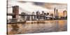 Brooklyn Bridge and Lower Manhattan at sunset, NYC-Pangea Images-Stretched Canvas