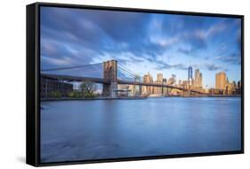 Brooklyn Bridge and Lower Manhattan/Downtown, New York City, New York, USA-Jon Arnold-Framed Stretched Canvas