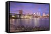 Brooklyn Bridge and Lower Manhattan/Downtown, New York City, New York, USA-Jon Arnold-Framed Stretched Canvas