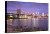 Brooklyn Bridge and Lower Manhattan/Downtown, New York City, New York, USA-Jon Arnold-Stretched Canvas