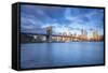 Brooklyn Bridge and Lower Manhattan/Downtown, New York City, New York, USA-Jon Arnold-Framed Stretched Canvas