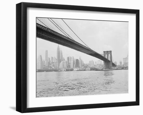 Brooklyn Bridge and Lower Manhattan, New York, New York-Tony Camerano-Framed Photographic Print