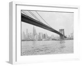 Brooklyn Bridge and Lower Manhattan, New York, New York-Tony Camerano-Framed Photographic Print