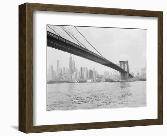 Brooklyn Bridge and Lower Manhattan, New York, New York-Tony Camerano-Framed Photographic Print