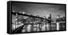 Brooklyn Bridge and Lower Manhattan skyline at dawn City-Ed Hasler-Framed Stretched Canvas