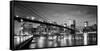 Brooklyn Bridge and Lower Manhattan skyline at dawn City-Ed Hasler-Framed Stretched Canvas