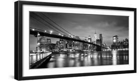 Brooklyn Bridge and Lower Manhattan skyline at dawn City-Ed Hasler-Framed Photographic Print