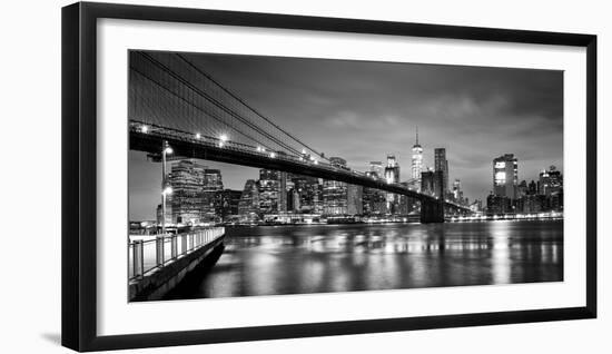Brooklyn Bridge and Lower Manhattan skyline at dawn City-Ed Hasler-Framed Photographic Print