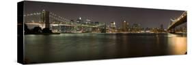 Brooklyn Bridge and Manhattan Bridge across East River at Night, Manhattan, New York City, New Y...-null-Stretched Canvas