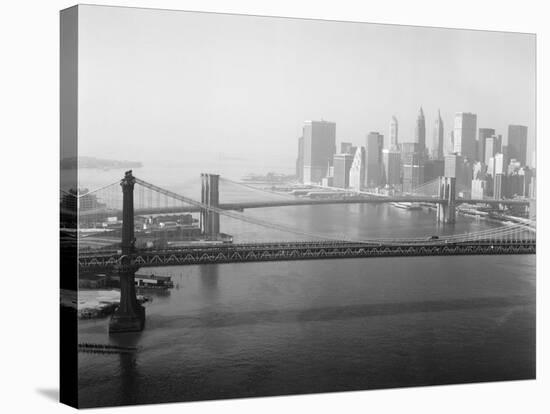 Brooklyn Bridge and Manhattan Bridge Aerial-null-Stretched Canvas