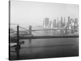 Brooklyn Bridge and Manhattan Bridge Aerial-null-Stretched Canvas