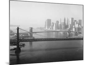 Brooklyn Bridge and Manhattan Bridge Aerial-null-Mounted Photographic Print