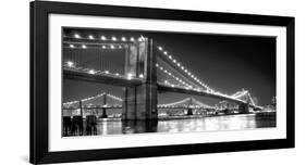 Brooklyn Bridge and Manhattan Bridge at Night-Phil Maier-Framed Art Print