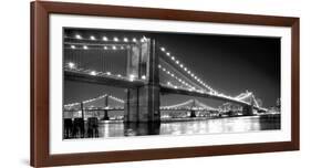 Brooklyn Bridge and Manhattan Bridge at Night-Phil Maier-Framed Art Print