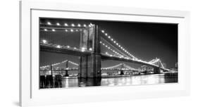 Brooklyn Bridge and Manhattan Bridge at Night-Phil Maier-Framed Art Print