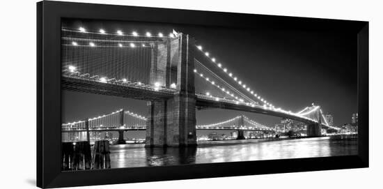 Brooklyn Bridge and Manhattan Bridge at Night-Phil Maier-Framed Art Print