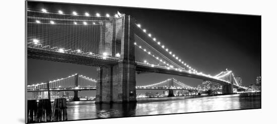 Brooklyn Bridge and Manhattan Bridge at Night-Phil Maier-Mounted Art Print