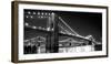 Brooklyn Bridge and Manhattan Bridge at Night-Phil Maier-Framed Photographic Print