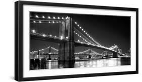 Brooklyn Bridge and Manhattan Bridge at Night-Phil Maier-Framed Photographic Print