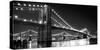 Brooklyn Bridge and Manhattan Bridge at Night-Phil Maier-Stretched Canvas