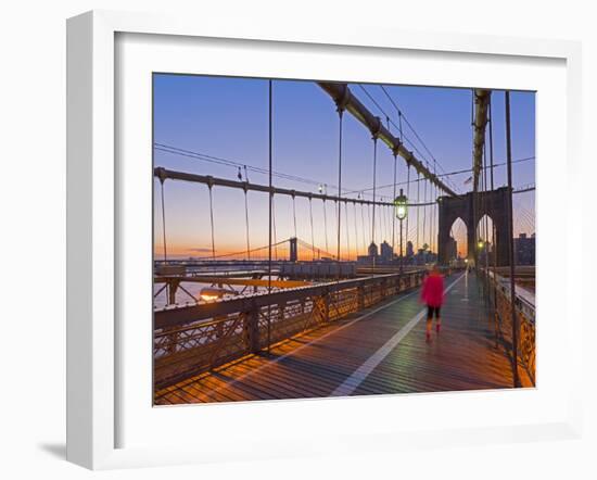 Brooklyn Bridge and Manhattan Bridge Beyond, Manhattan, New York-Alan Copson-Framed Premium Photographic Print