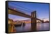 Brooklyn Bridge and Manhattan Bridge Beyond, over East River, New York-Alan Copson-Framed Stretched Canvas