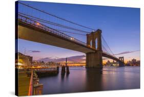 Brooklyn Bridge and Manhattan Bridge Beyond, over East River, New York-Alan Copson-Stretched Canvas