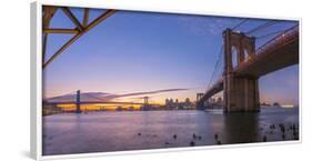 Brooklyn Bridge and Manhattan Bridge Beyond, over East River, New York-Alan Copson-Framed Photographic Print