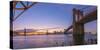 Brooklyn Bridge and Manhattan Bridge Beyond, over East River, New York-Alan Copson-Stretched Canvas