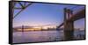 Brooklyn Bridge and Manhattan Bridge Beyond, over East River, New York-Alan Copson-Framed Stretched Canvas