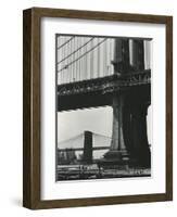 Brooklyn Bridge and Manhattan Bridge, New York, c. 1946-Brett Weston-Framed Photographic Print