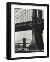 Brooklyn Bridge and Manhattan Bridge, New York, c. 1946-Brett Weston-Framed Photographic Print