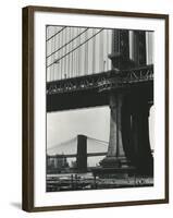 Brooklyn Bridge and Manhattan Bridge, New York, c. 1946-Brett Weston-Framed Photographic Print