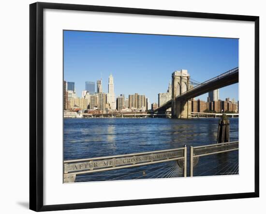 Brooklyn Bridge and Manhattan from Fulton Ferry Landing, Brooklyn, New York City, USA-Amanda Hall-Framed Photographic Print