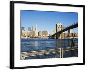 Brooklyn Bridge and Manhattan from Fulton Ferry Landing, Brooklyn, New York City, USA-Amanda Hall-Framed Photographic Print