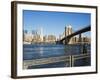 Brooklyn Bridge and Manhattan from Fulton Ferry Landing, Brooklyn, New York City, USA-Amanda Hall-Framed Photographic Print