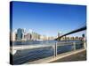 Brooklyn Bridge and Manhattan from Fulton Ferry Landing, Brooklyn, New York City, USA-Amanda Hall-Stretched Canvas