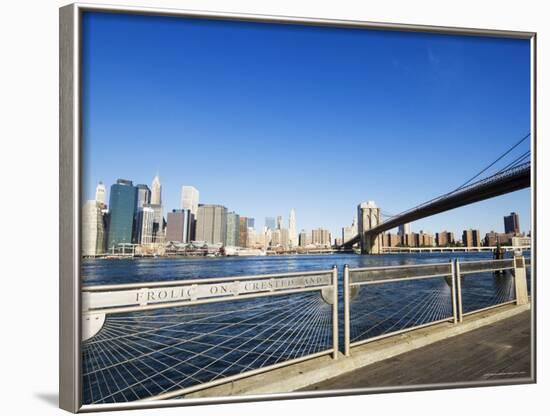 Brooklyn Bridge and Manhattan from Fulton Ferry Landing, Brooklyn, New York City, USA-Amanda Hall-Framed Photographic Print