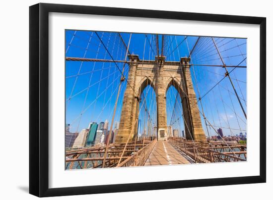 Brooklyn Bridge and Manhattan New York City US USA-holbox-Framed Premium Photographic Print