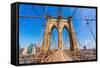 Brooklyn Bridge and Manhattan New York City US USA-holbox-Framed Stretched Canvas