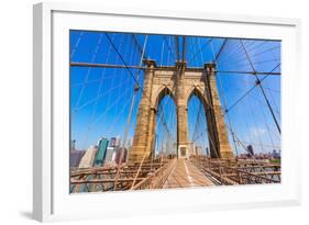 Brooklyn Bridge and Manhattan New York City US USA-holbox-Framed Photographic Print