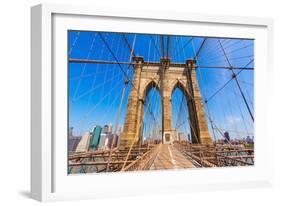 Brooklyn Bridge and Manhattan New York City US USA-holbox-Framed Photographic Print