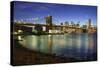 Brooklyn Bridge and Manhattan Skyline at Dusk from Brooklyn Bridge Park-Amanda Hall-Stretched Canvas