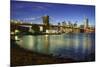 Brooklyn Bridge and Manhattan Skyline at Dusk from Brooklyn Bridge Park-Amanda Hall-Mounted Photographic Print