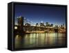 Brooklyn Bridge and Manhattan Skyline at Dusk, New York City, New York, USA-Amanda Hall-Framed Stretched Canvas