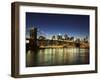 Brooklyn Bridge and Manhattan Skyline at Dusk, New York City, New York, USA-Amanda Hall-Framed Photographic Print