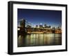 Brooklyn Bridge and Manhattan Skyline at Dusk, New York City, New York, USA-Amanda Hall-Framed Photographic Print