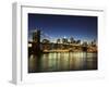 Brooklyn Bridge and Manhattan Skyline at Dusk, New York City, New York, USA-Amanda Hall-Framed Photographic Print