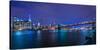 Brooklyn Bridge and Manhattan Skyline at Dusk, New York City, New York-Karen Deakin-Stretched Canvas